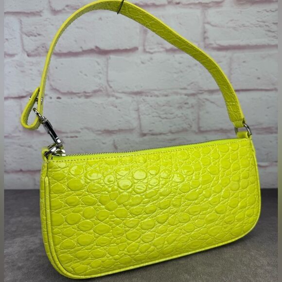 BY FAR Handbags - By Far Rachel Acid Green Croc-Embossed Women's Bag New